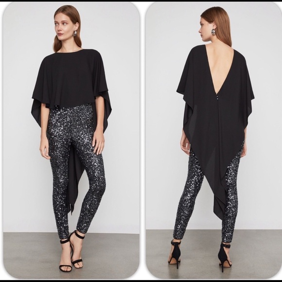 bcbg high low sequin jumpsuit